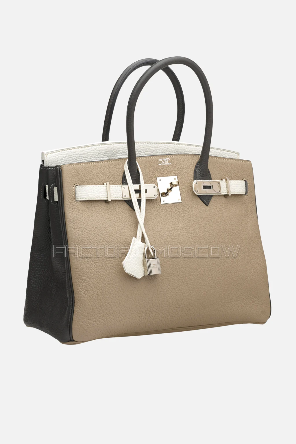 Hermes Birkin 30 Tri-Color Gris Tourterelle, White, Graphite Clemence PHW