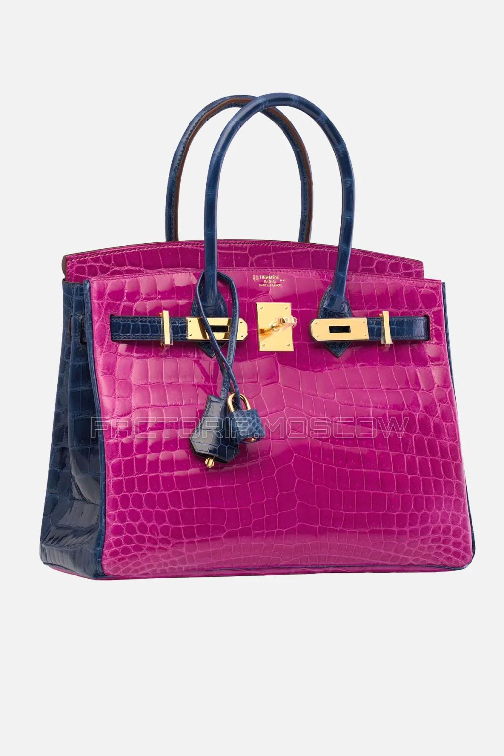 Hermes Birkin 30 Shiny Rose Scheherazade/Bleu Saphir Niloticus Crocodile GHW