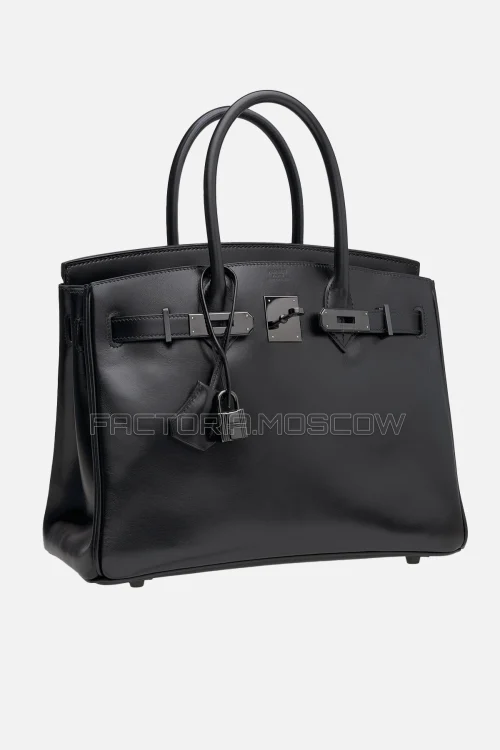 Hermes Birkin 30 Black Calf Box Leather So Black With Black PVD Hardware