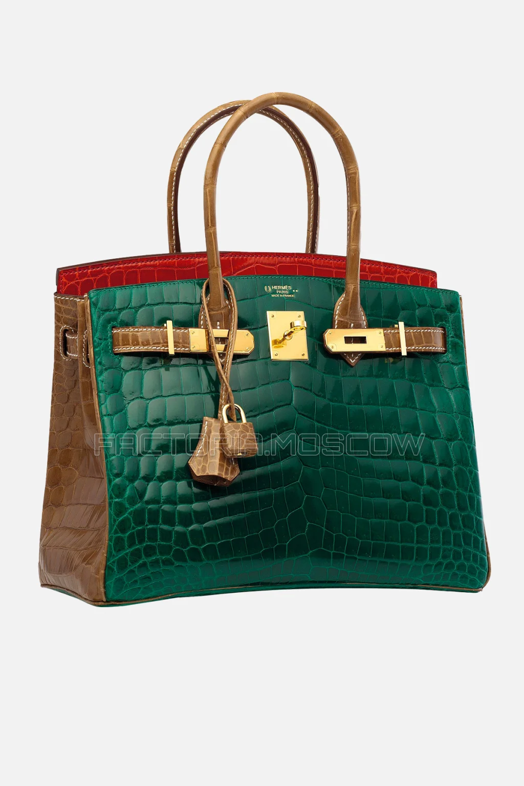 Hermes Birkin 30 Shiny Vert Emeraude, Geranium, Ficelle Niloticus Crocodile GHW