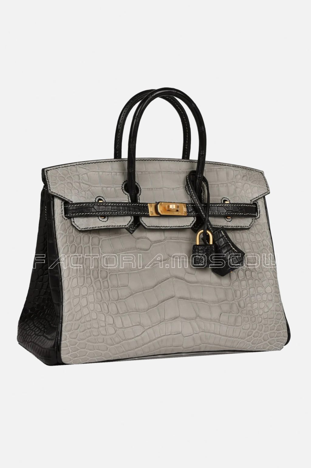 Hermes Birkin 25 Matte Alligator Black/Gris Perle GHW