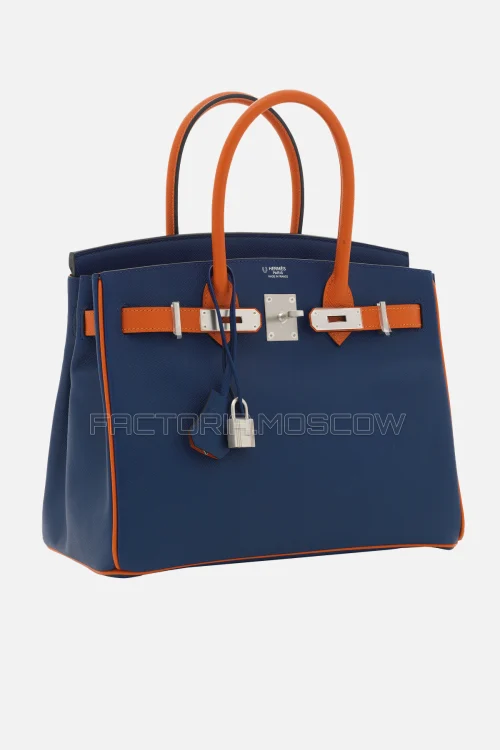 Hermes Birkin 30 Bleu Saphir/Feu Epsom With Brushed Palladium