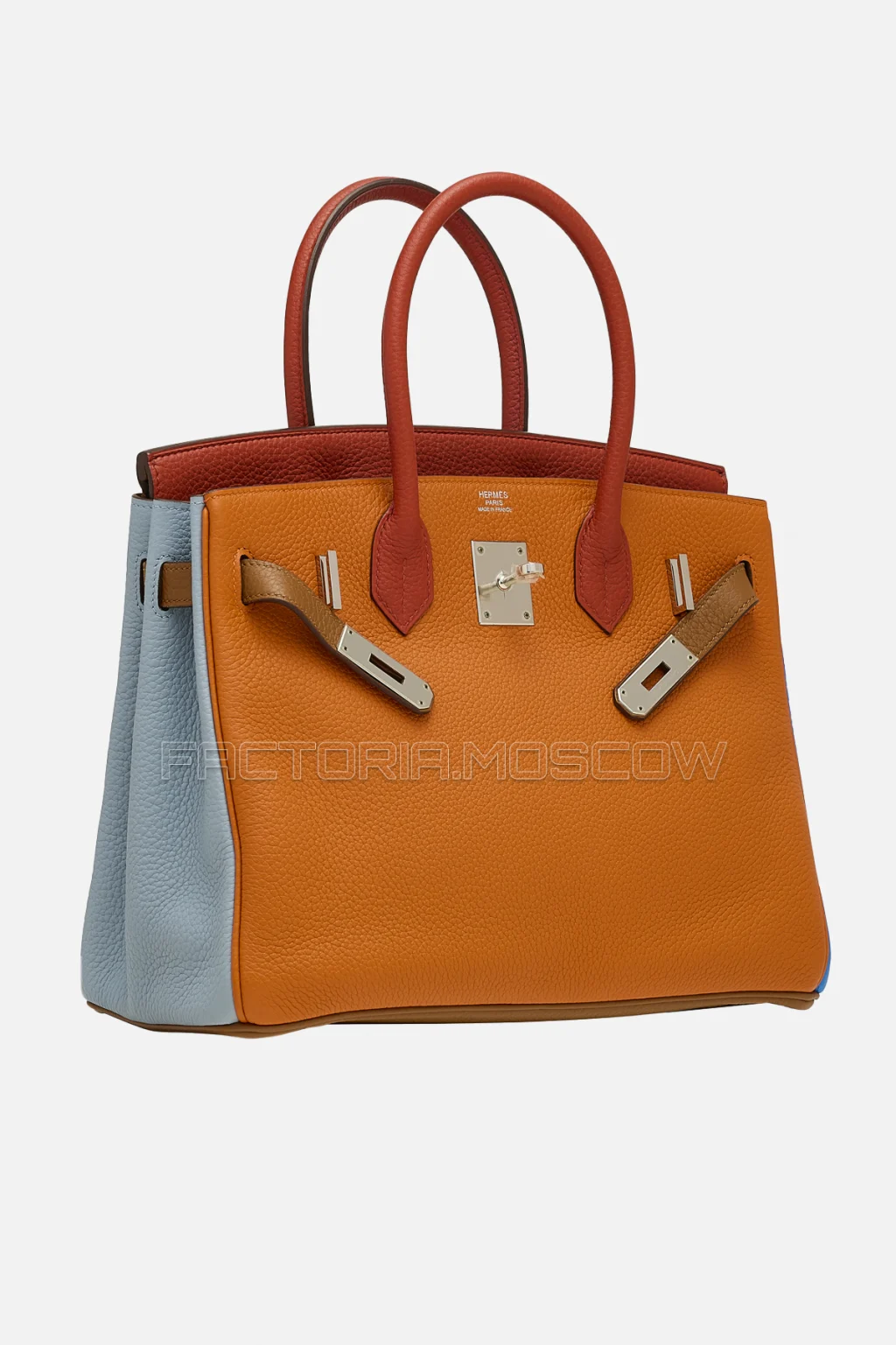 Hermes Birkin Arlequin 30 Orange, Sanguine, Bleu Lin, Bleu Hydra, Étain, Gold Clemence PHW