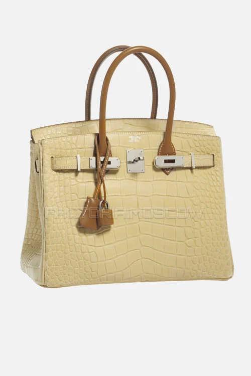 Hermes Birkin Touch 30 Matte Vanille Alligator/Fauve Barenia PHW