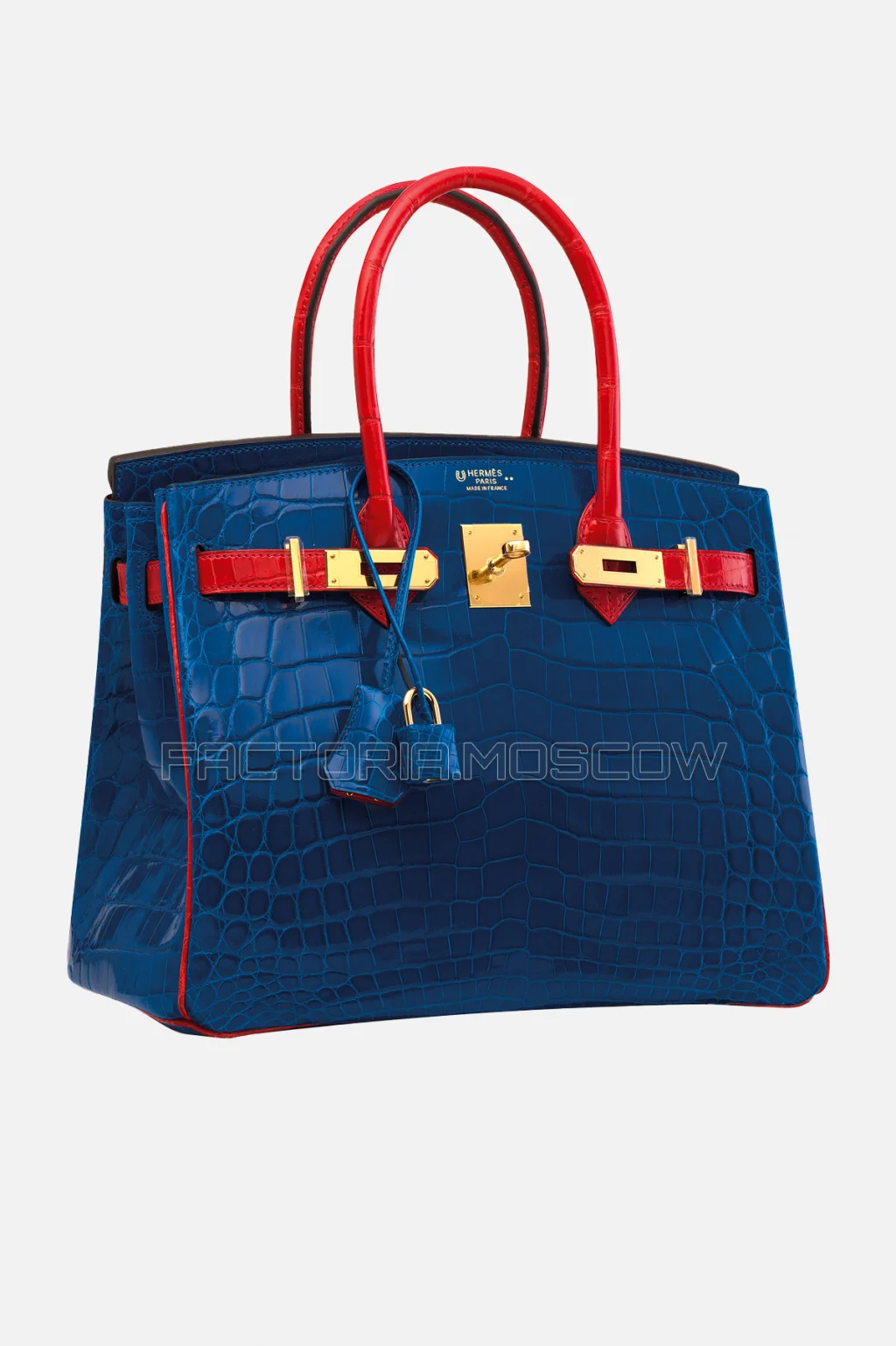 Hermes Birkin 30 Shiny Bleu Électrique/Geranium Niloticus Crocodile GHW