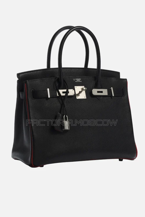 Hermes Birkin 30 Black/Rouge Casaque Chevre PHW