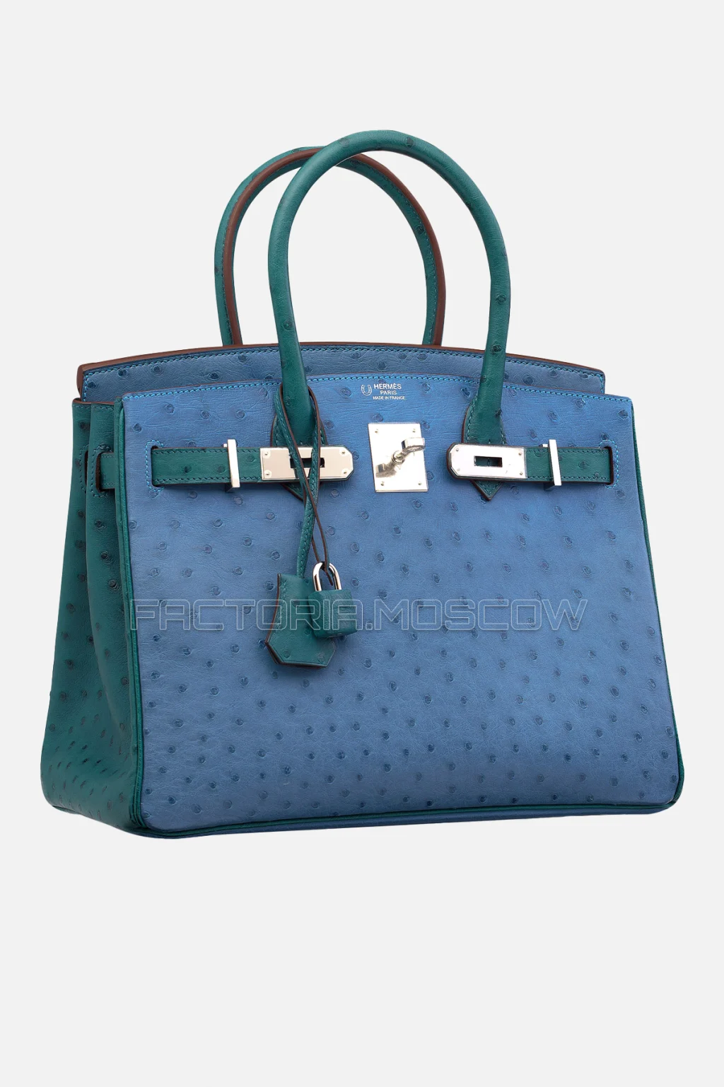 Hermes Birkin 30 Mykonos/Turquoise Ostrich Bi-Color PHW