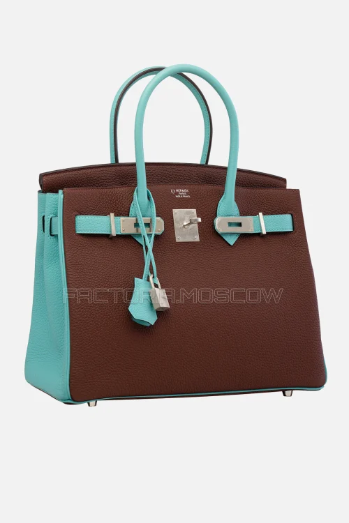 Hermes Birkin 30 Havane/Blue Atoll Togo PHW