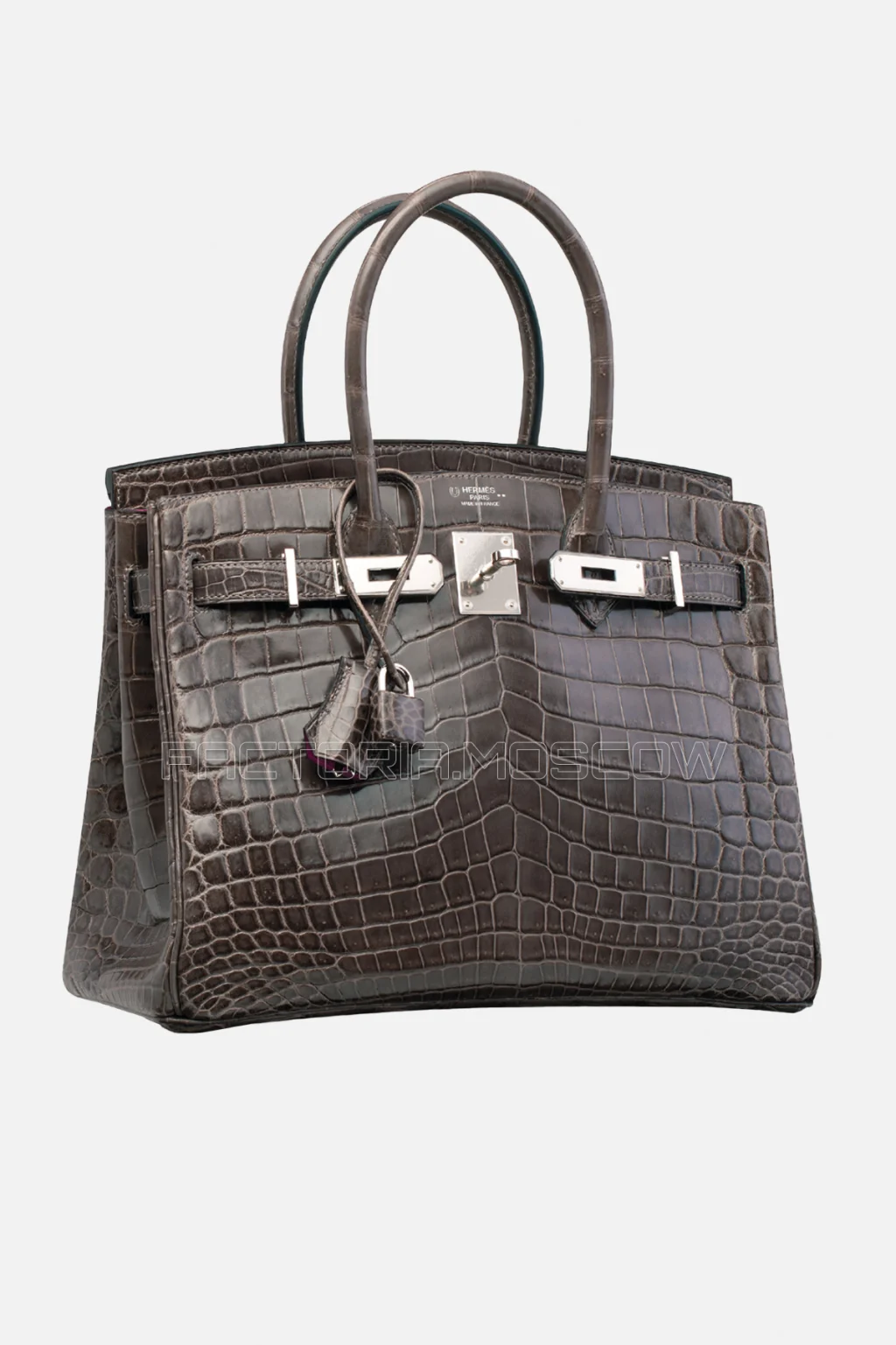 Hermes Birkin 30 Shiny Gris Fonce/Rose Scheherazade Niloticus Crocodile PHW