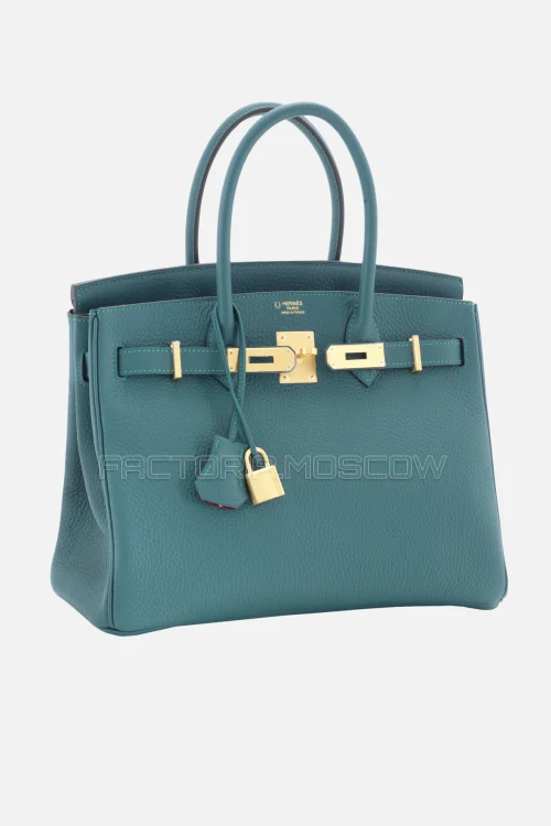 Hermes Birkin 30 Malachite/Rouge Grenat Clemence Brushed GHW