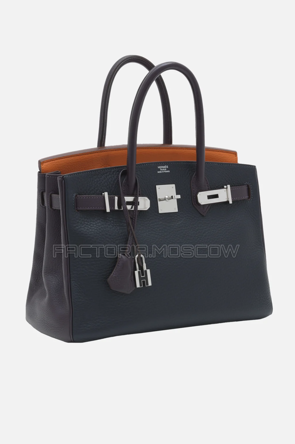 Hermes Birkin 30 Raisin, Orange H, Marron Fonce Clemence PHW