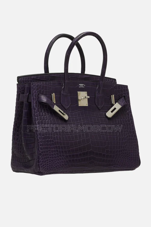 Hermes Birkin 30 Matte Amethyste Porosus Crocodile PHW