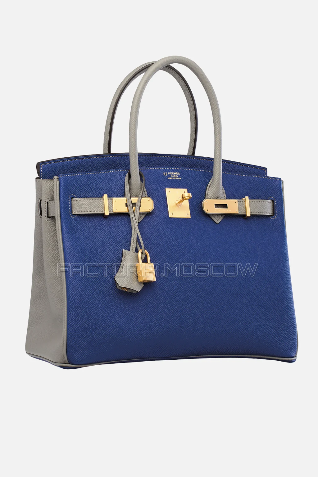 Hermes Birkin 30 Bleu Électrique/Gris Mouette Epsom With Brushed GHW