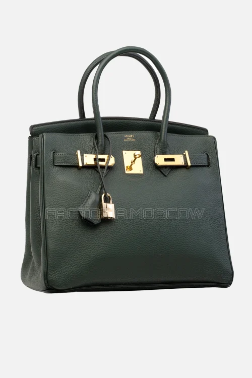 Hermes Birkin 30 Vert Fonce Clemence GHW