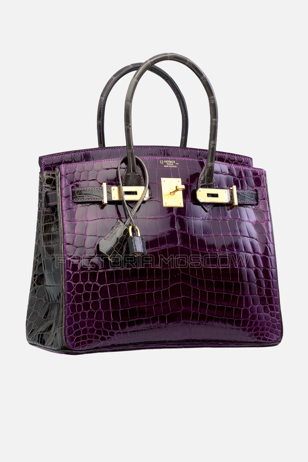 Hermes Birkin 30 Shiny Amethyste/Graphite Niloticus Crocodile With Brushed GHW
