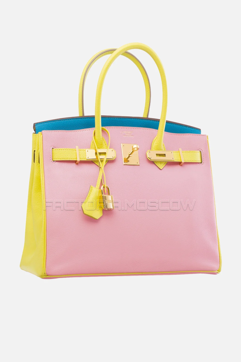 Hermes Birkin 30 Rose Confetti, Soufre, Bleu Azteque Chevre GHW