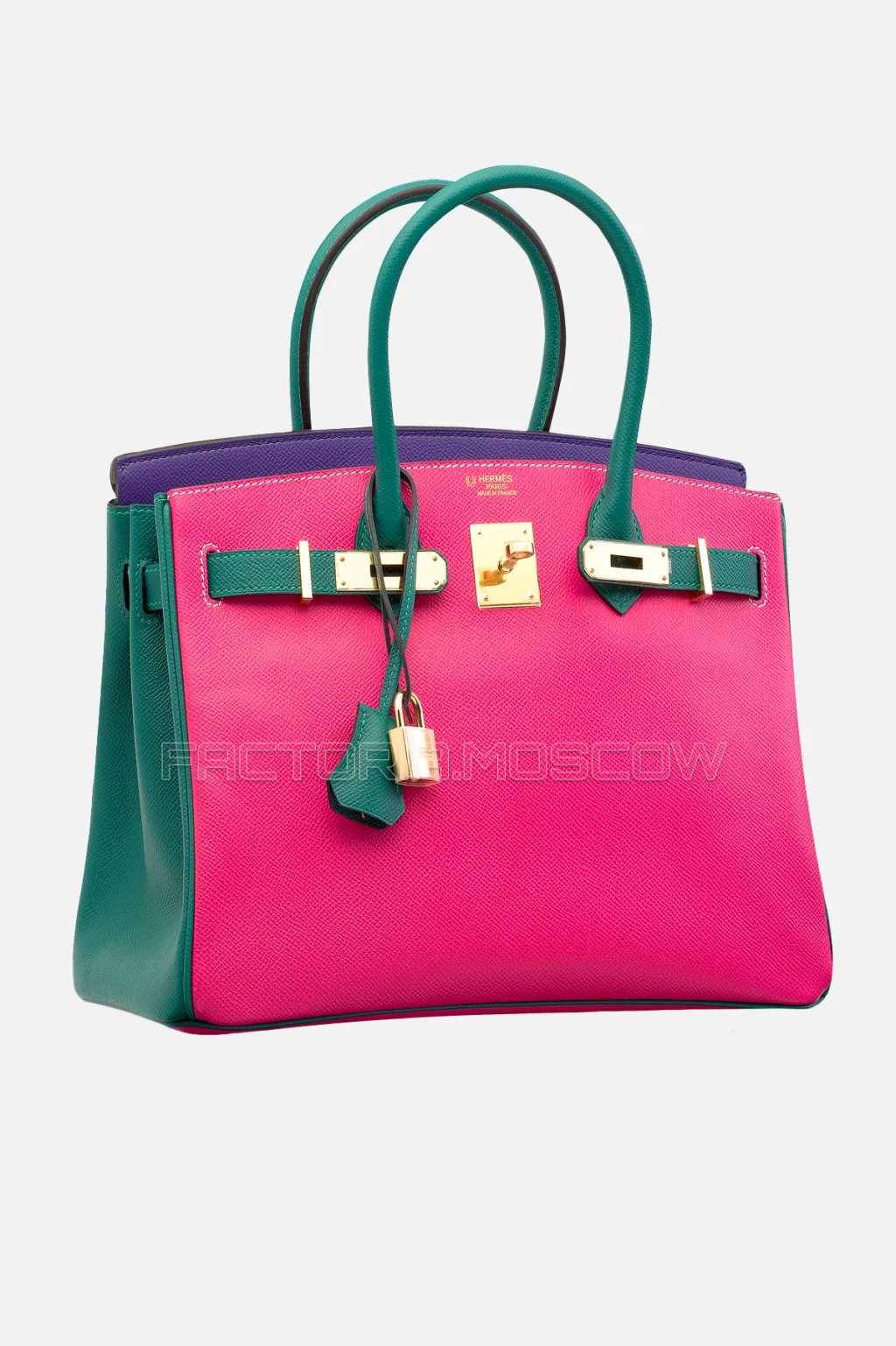 Hermes Birkin 30 Rose Tyrien, Malachite, Iris Epsom GHW