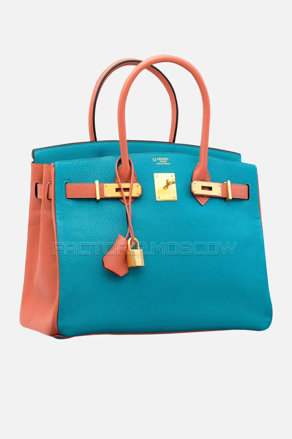 Hermes Birkin 30 Turquise/Crevette Chevre With Brushed GHW