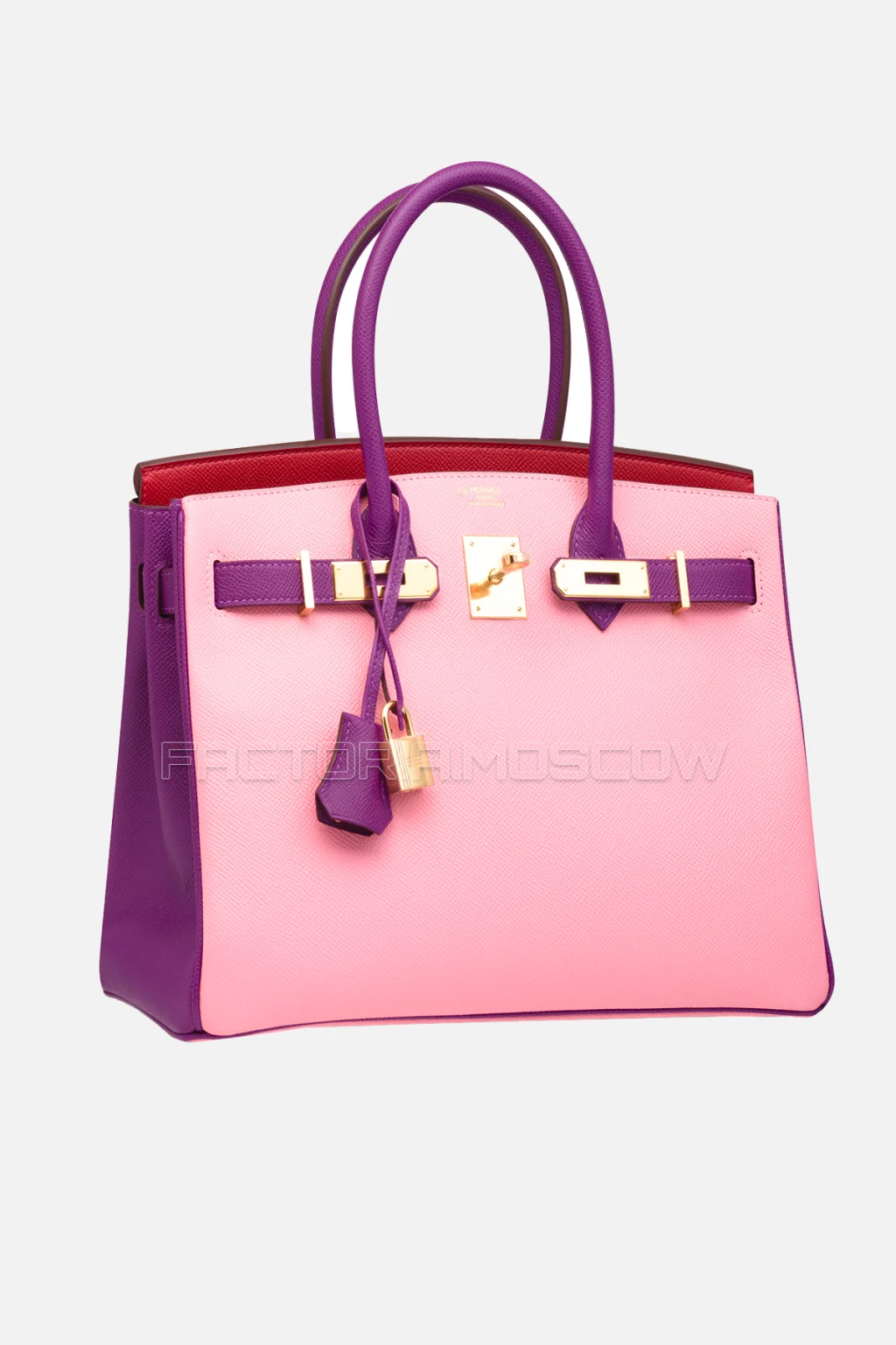 Hermes Birkin 30 Tri-Color Rose Confetti, Rouge Casaque, Anemone Epsom GHW
