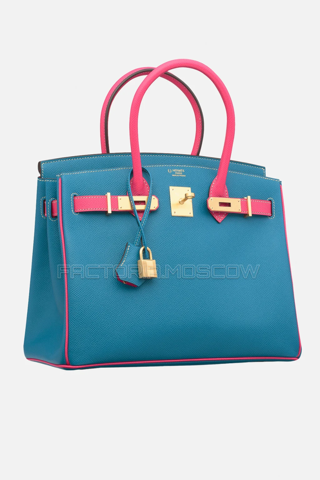 Hermes Birkin 30 Blue Izmir/Rose Tyrien Epsom Brushed GHW