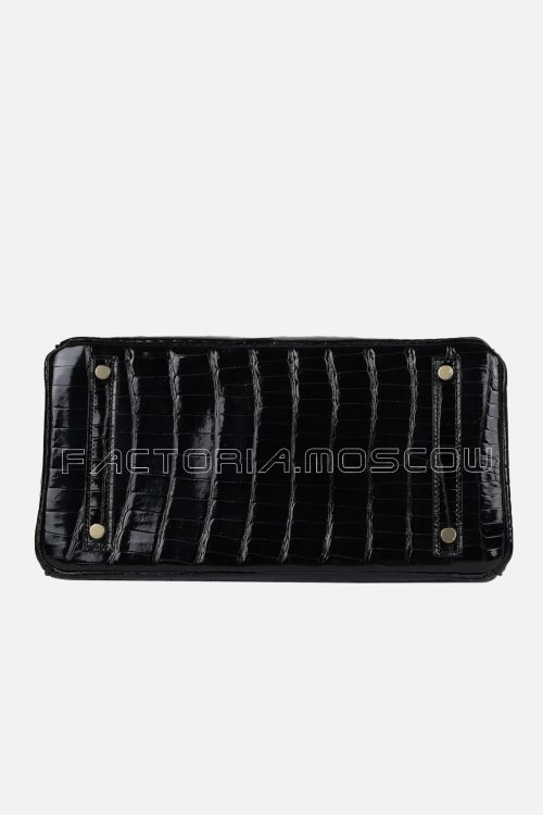 Hermès Birkin 30 Black Shiny Porosus Crocodile GHW