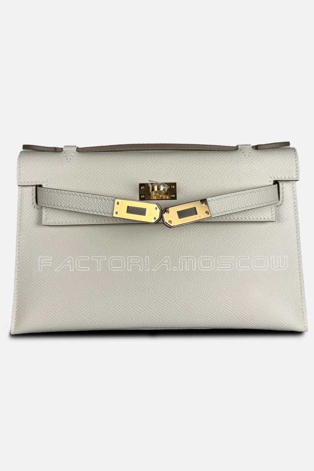 Hermes Kelly Pochette Epsom Colour Craie GHW