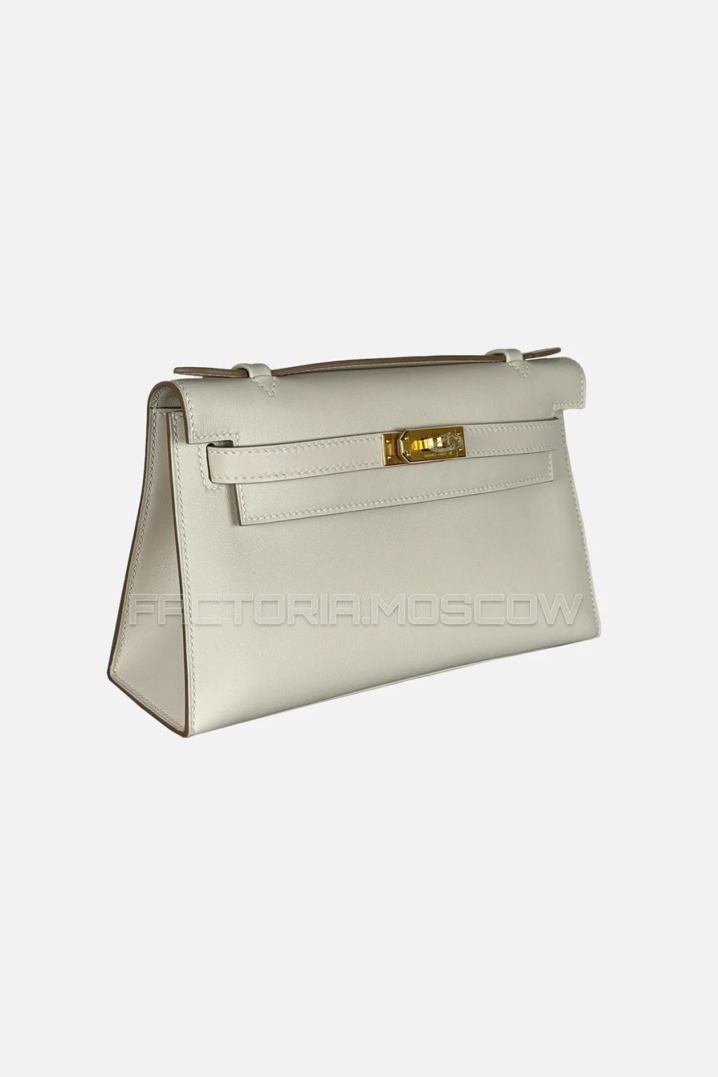 Hermes Kelly Pochette Swift Colour Craie GHW