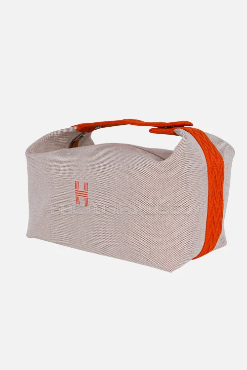 Hermes Bride A Brac Large Model Trousse De Toilette Natural/Orange PHW
