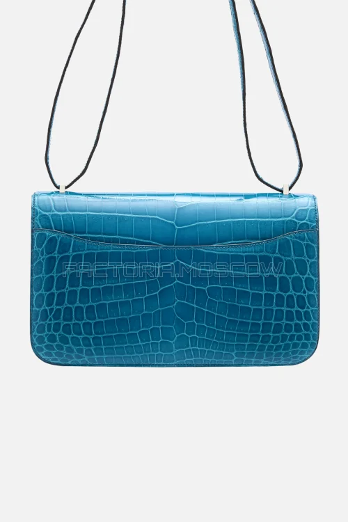 Hermes Constance Elan Shiny Bleu Izmir Niloticus Crocodile PHW