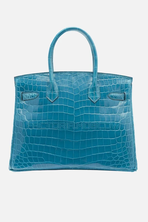 Hermes Birkin 30 Shiny Bleu Izmir Niloticus Crocodile PHW