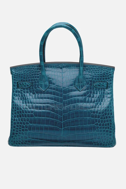 Hermes Birkin 30 Shiny Bleu Izmir Porosus Crocodile PHW