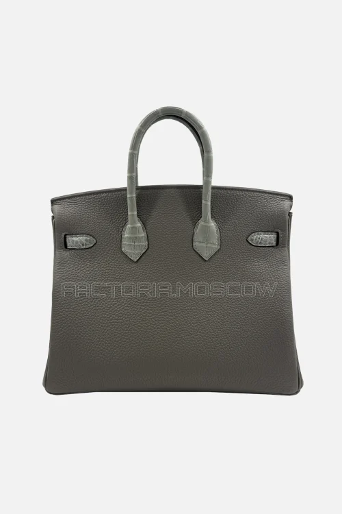 Hermès Birkin Touch 25 Gris Meyer Togo And Gris Ciment Matte Alligator PHW