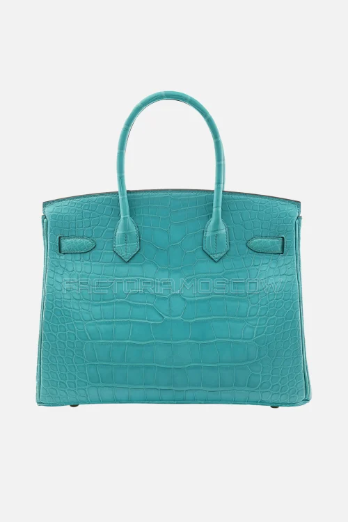 Hermes Birkin 30 Matte Alligator Bleu Paon GHW