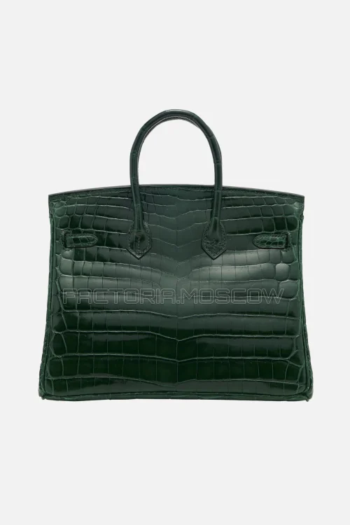 Hermes Birkin 25 Shiny Vert Fonce Niloticus Crocodile PHW