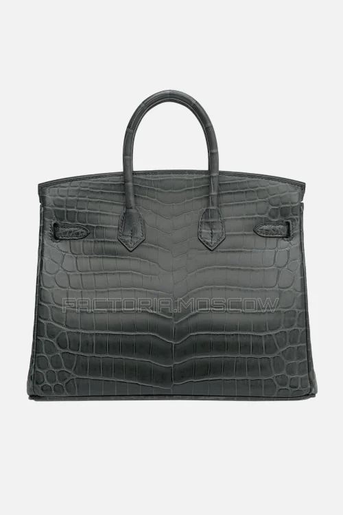 Hermes Birkin 25 Matte Plomb Niloticus Crocodile PHW