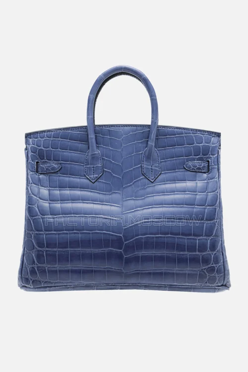 Hermes Birkin 25 Shiny Bleu Brighton Niloticus Crocodile PHW