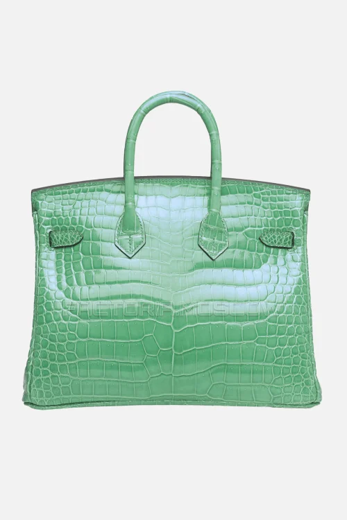 Hermes Birkin 25 Shiny Vert Jade Porosus Crocodile GHW
