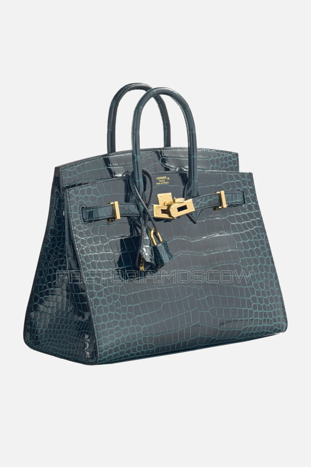 Hermes Birkin Sellier 25 Shiny Vert Rousseau Porosus Crocodile GHW