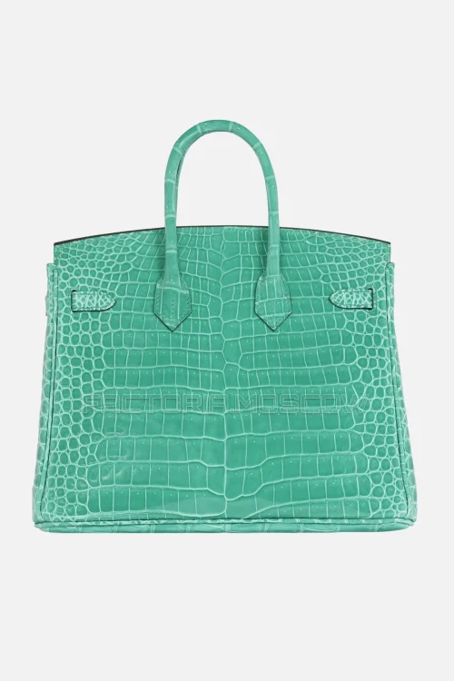 Hermes Birkin 25 Shiny Vert Jade Porosus Crocodile PHW