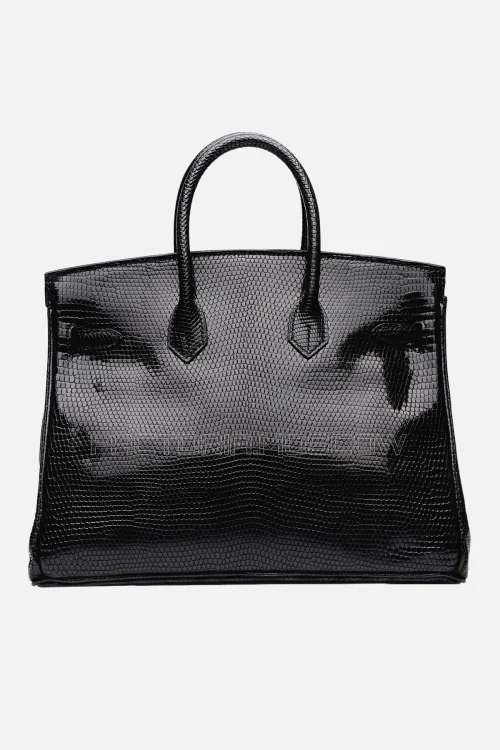 Hermes Birkin 25 Shiny Black Niloticus Lizard PHW