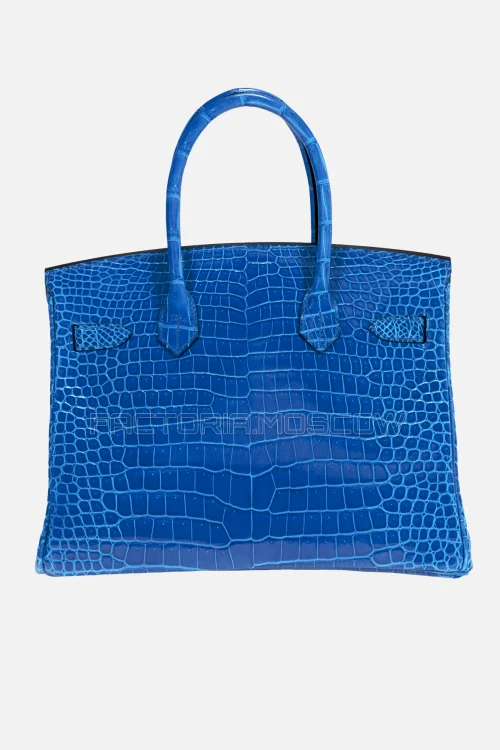 Hermes Birkin 30 Shiny Porosus Crocodile Bleu Izmir GHW