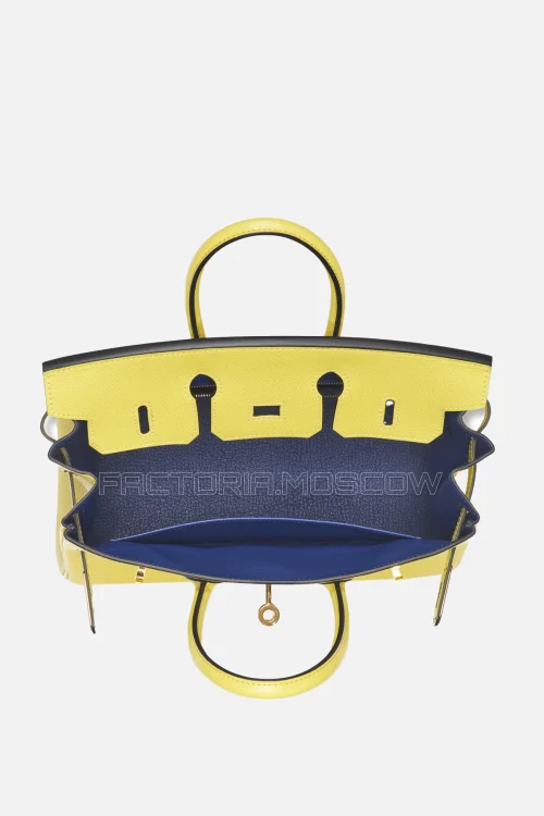 Hermes Birkin 25 Chevre Lime/Bleu Saphir GHW