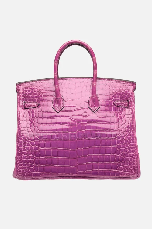 Hermes Birkin 25 Shiny Violet Porosus Crocodile PHW