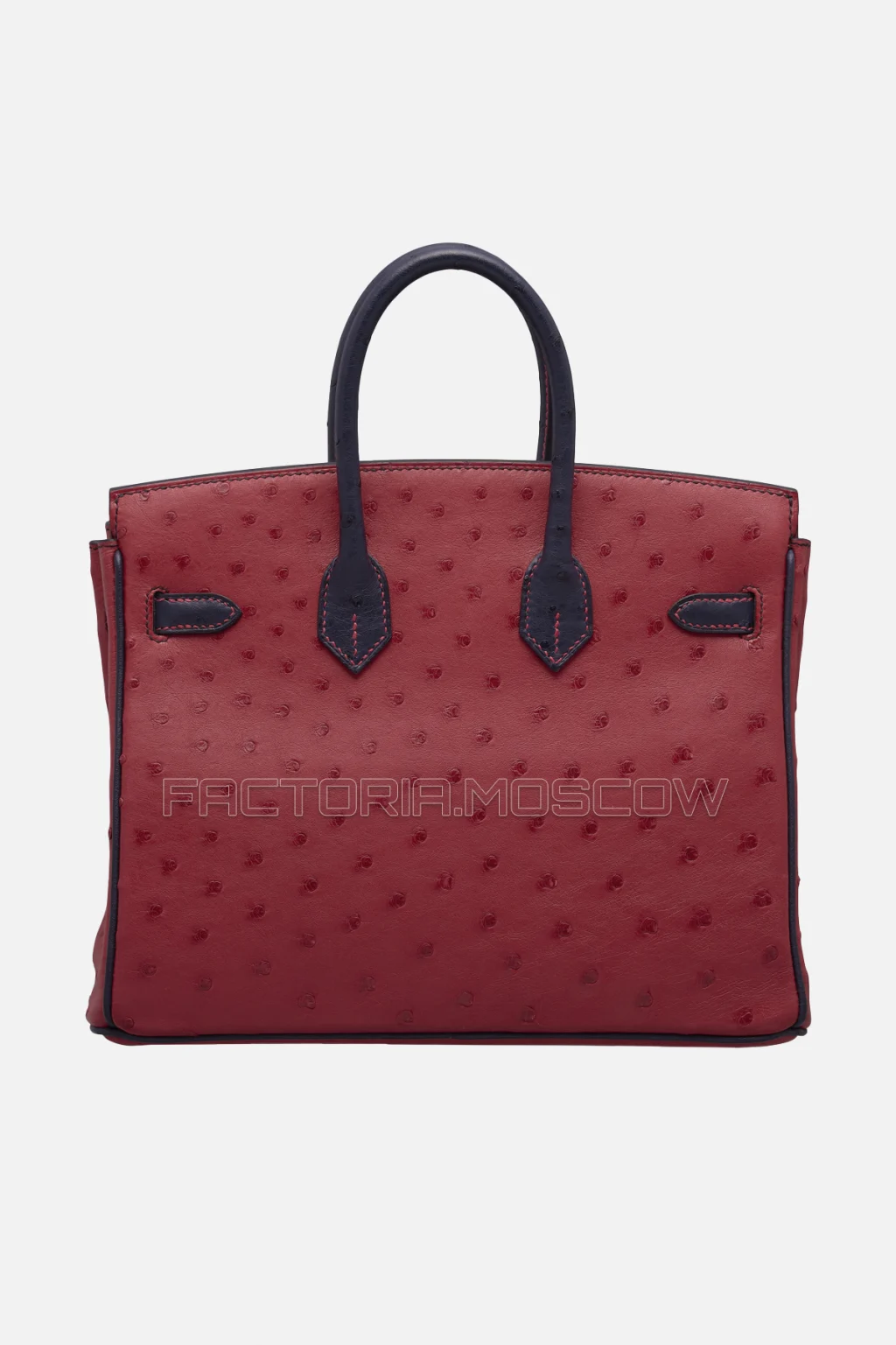 Hermes HSS Birkin 25 Ostrich Rouge Vif/Bleu Indigo GHW