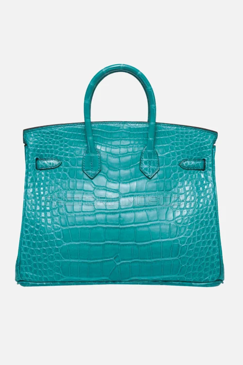 Hermes Birkin 25 Matte Alligator Bleu Paon PHW
