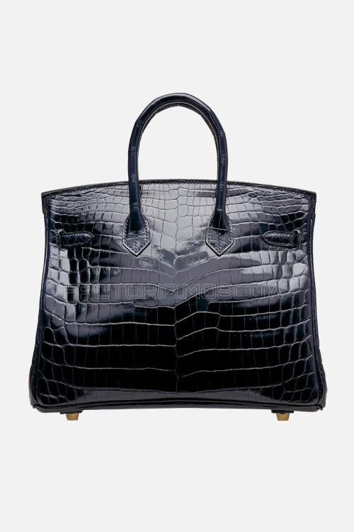 Hermes Birkin 25 Shiny Bleu Marine Niloticus Crocodile GHW