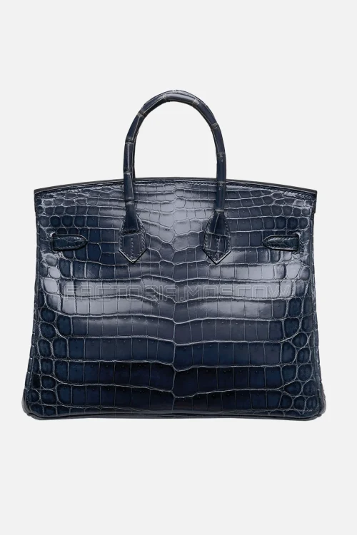 Hermes Birkin 25 Shiny Bleu Abysse Niloticus Crocodile PHW