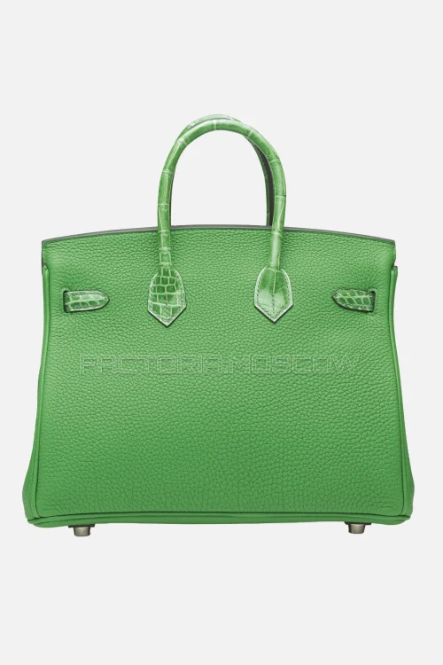 Hermes Birkin Touch 25 Shiny Cactus Niloticus Crocodile/Bambou Togo PHW