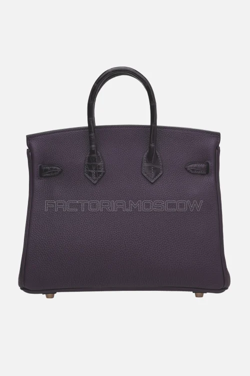 Hermes Birkin Touch 25 Matte Prunoir Alligator/Raisin Togo RGHW