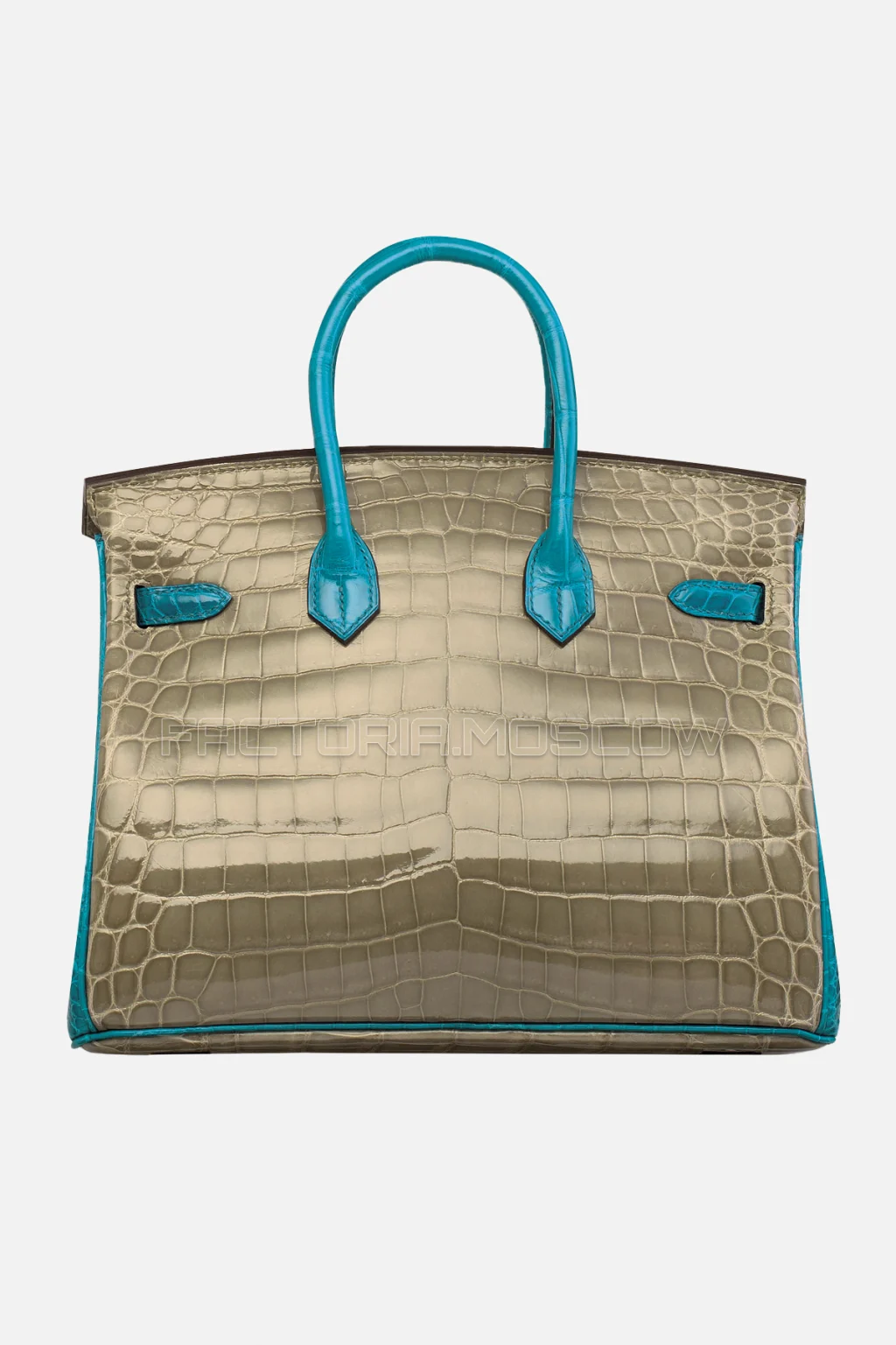 Hermes Birkin 25 Shiny Gris Tourterelle/Bleu Izmir Niloticus Crocodile PHW
